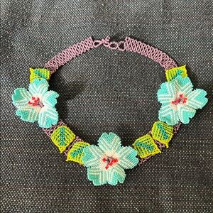Indigenous Amazonian beadwork Floral Necklace